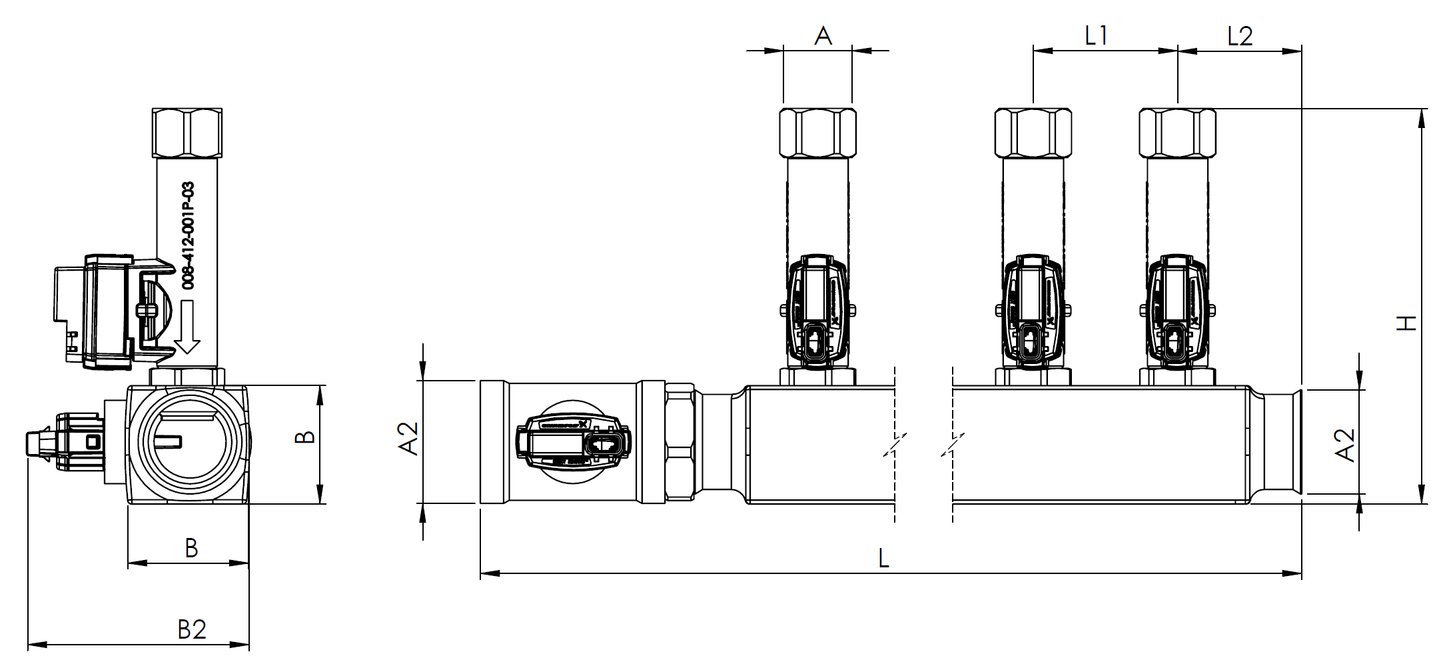 FloSense 2.0 Verteiler / A2 = 1.1/2"